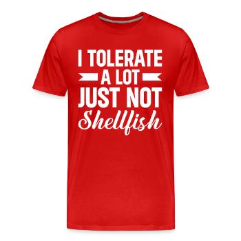 Je tolère beaucoup de choses, mais pas les crustacés - T-shirt bio Premium Homme - rouge - Devant - Damien (186cm)
