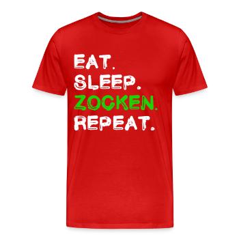 Eat Sleep Zocken Repeat Shirt - Männer Premium Bio T-Shirt - Rot - Vorne - Damien (186cm)