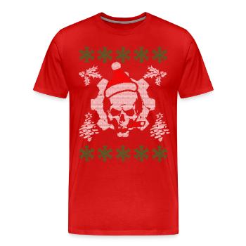 Ugly Skull Christmas Christmas Xmas Gift - Men's Premium Organic T-Shirt - red - Front - Damien (186cm)