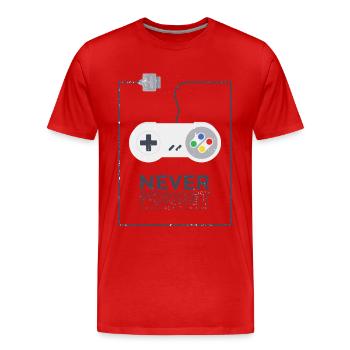 Super Console Gaming - Never Forget Retro 1990 - T-shirt bio Premium Homme - rouge - Devant - Damien (186cm)