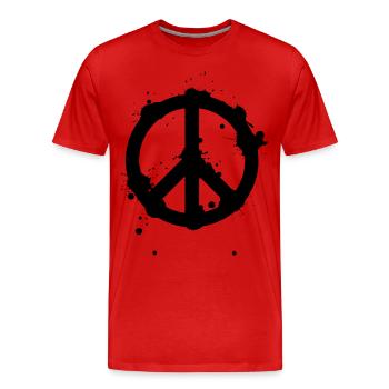 Signe de la paix - symbole de la paix - T-shirt bio Premium Homme - rouge - Devant - Damien (186cm)