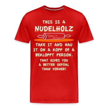 Nudelholz - Männer Premium Bio T-Shirt - Rot - Vorne - Damien (186cm)