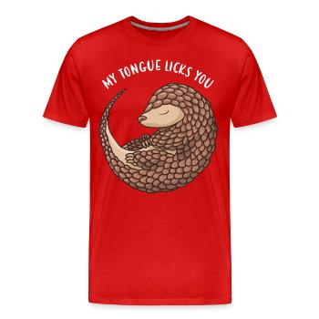 Ma langue te lèche Pangolin - T-shirt bio Premium Homme - rouge - Devant - Damien (186cm)