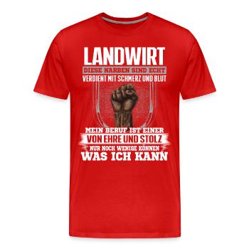 LANDWIRT - Ehre und Stolz - Männer Premium Bio T-Shirt - Rot - Vorne - Damien (186cm)