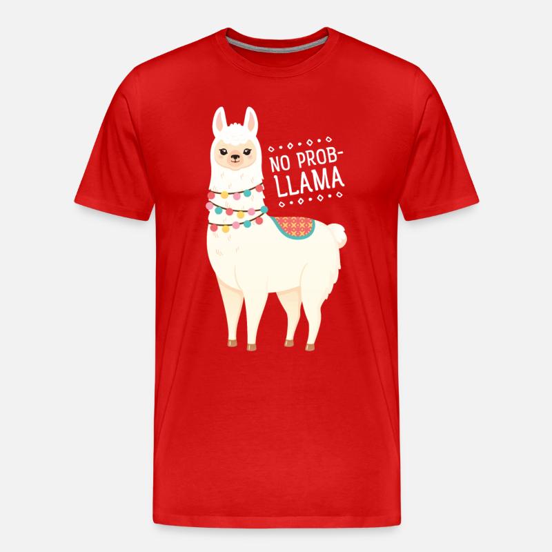 No Prob- Lllama - Männer Premium Bio T-Shirt - Rot