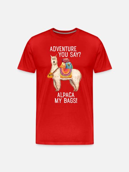 Adventure You Say? Alpaca My Bags - Watercolor - Herre Premium T-shirt økologisk - rød