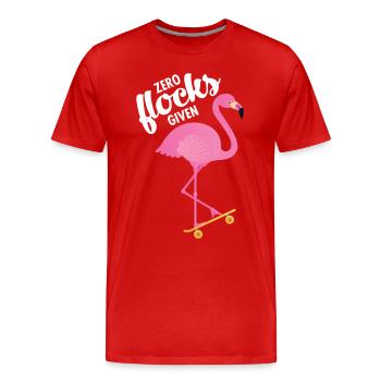 Zero Flocks Given . Flamingo With Skateboard - Männer Premium Bio T-Shirt - Rot - Vorne - Damien (186cm)
