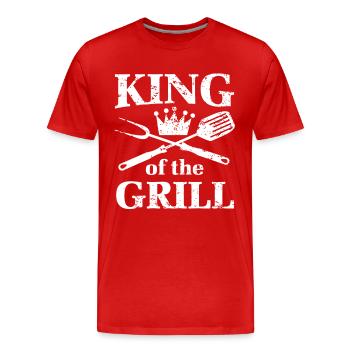 King of the Grill hot coal burger barbecue - Men's Premium Organic T-Shirt - red - Front - Damien (186cm)
