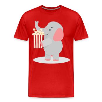 Éléphant avec pop-corn - T-shirt bio Premium Homme - rouge - Devant - Damien (186cm)