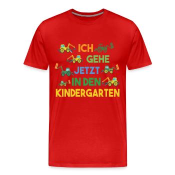 Ich gehe jetzt in den Kindergarten - Männer Premium Bio T-Shirt - Rot - Vorne - Damien (186cm)