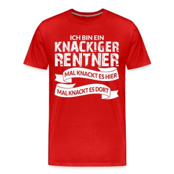 ICH BIN EIN KNACKIGER RENTNER - Männer Premium Bio T-Shirt - Rot - Vorne - Damien (186cm)