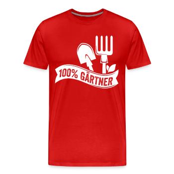100% GÄRTNER - Männer Premium Bio T-Shirt - Rot - Vorne - Damien (186cm)