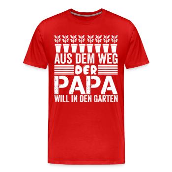 AUS DEM WEG DER PAPA WILL IN DEN GARTEN - Männer Premium Bio T-Shirt - Rot - Vorne - Damien (186cm)
