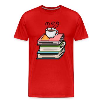 Café et livres - T-shirt bio Premium Homme - rouge - Devant - Damien (186cm)