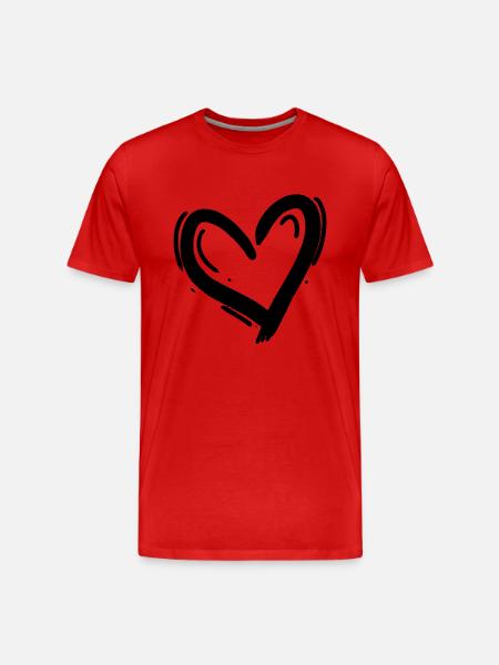 Heart Black - Men's Premium Organic T-Shirt - red