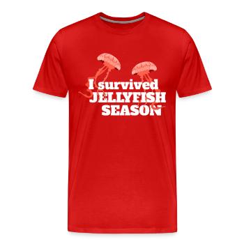Qualle I Survived Jellyfish Season Quallen Ozean - Männer Premium Bio T-Shirt - Rot - Vorne - Damien (186cm)