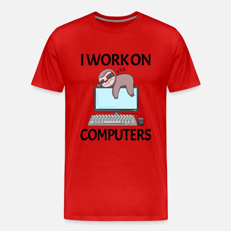 Computer Nerd Programmierer Herren Geschenk - Männer Premium Bio T-Shirt - Rot