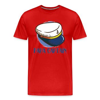 Bateau Papa Capitaine de bateau Ponton Marin Croisière - T-shirt bio Premium Homme - rouge - Devant - Damien (186cm)