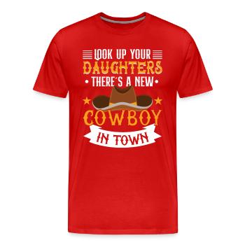 Cowboy Barn Bull Rider Rodeo Country Western - T-shirt bio Premium Homme - rouge - Devant - Damien (186cm)