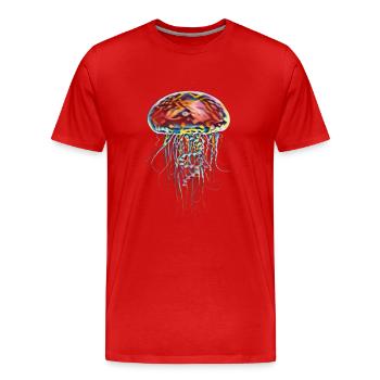 Méduse - T-shirt bio Premium Homme - rouge - Devant - Damien (186cm)