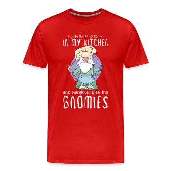 Cuisine Cuisinier Chef Gnomes Gnome Lover Drôle Gnome Gnome - T-shirt bio Premium Homme - rouge - Devant - Damien (186cm)