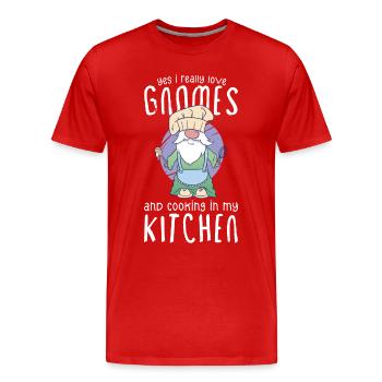 Cuisine Cuisinier Chef Gnomes Gnome Lover Drôle Gnome Gnome - T-shirt bio Premium Homme - rouge - Devant - Damien (186cm)