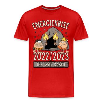 Steinzeit Energiekrise 2022/2023 Ich war dabei! - Männer Premium Bio T-Shirt - Rot - Vorne - Damien (186cm)