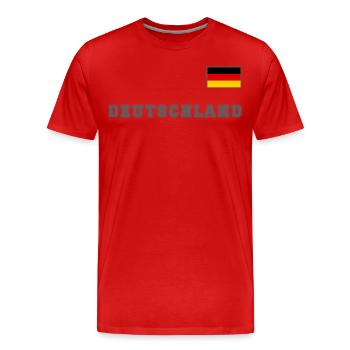 Look maillot de l’Allemagne avec drapeau sur la poitrine - T-shirt bio Premium Homme - rouge - Devant - Damien (186cm)