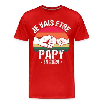 Je vais être papy en 2024 cadeau naissance vintage - T-shirt bio Premium Homme - rouge - Devant - Damien (186cm)