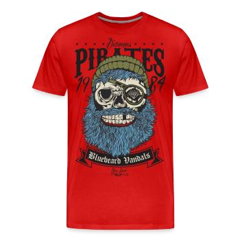 pirate skull - Men's Premium Organic T-Shirt - red - Front - Damien (186cm)