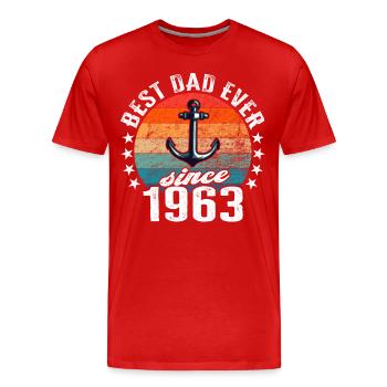 Bester Papa der Welt seit 1963 Anker - Männer Premium Bio T-Shirt - Rot - Vorne - Damien (186cm)