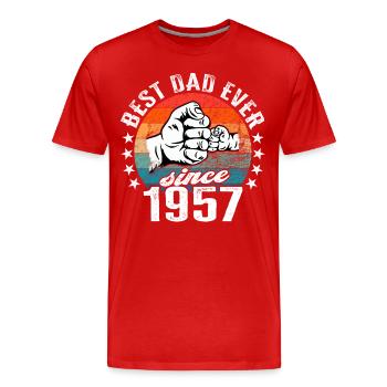 Bester Papa der Welt seit 1957 Vatertag - Männer Premium Bio T-Shirt - Rot - Vorne - Damien (186cm)