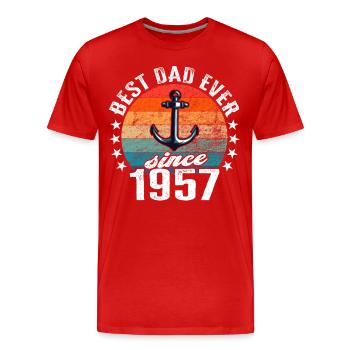Bester Papa der Welt seit 1957 Anker - Männer Premium Bio T-Shirt - Rot - Vorne - Damien (186cm)