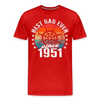 Bester Papa der Welt seit 1951 Kapitän - Männer Premium Bio T-Shirt - Rot - Vorne - Damien (186cm)