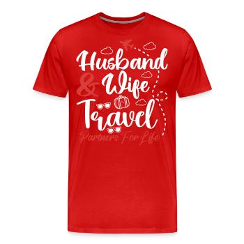 Couple Matching Husband And Wife Travel Partners - Men's Premium Organic T-Shirt - red - Front - Damien (186cm)