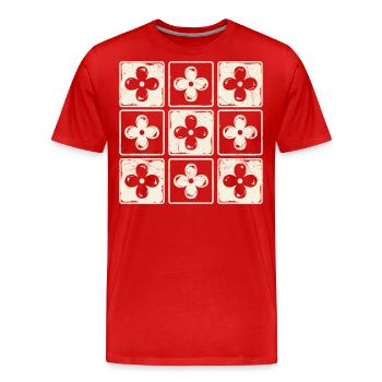 Retro Colorful Checkered Flowers cute Boho Floral - T-shirt bio Premium Homme - rouge - Devant - Damien (186cm)