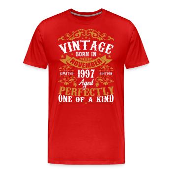 Vintage November 1997 Anniversary November 1997 - Men's Premium Organic T-Shirt - red - Front - Damien (186cm)