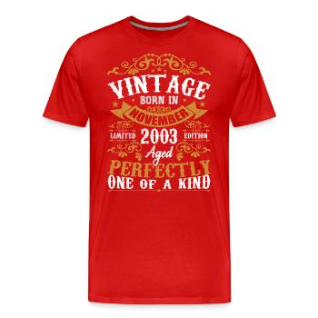 Vintage November 2003 Anniversary November 2003 - Men's Premium Organic T-Shirt - red - Front - Damien (186cm)