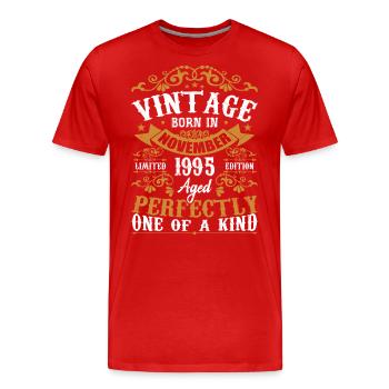 Vintage November 1995 Anniversary November 1995 - Men's Premium Organic T-Shirt - red - Front - Damien (186cm)