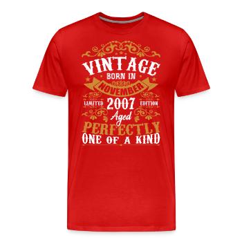 Vintage November 2007 Anniversary November 2007 - Men's Premium Organic T-Shirt - red - Front - Damien (186cm)