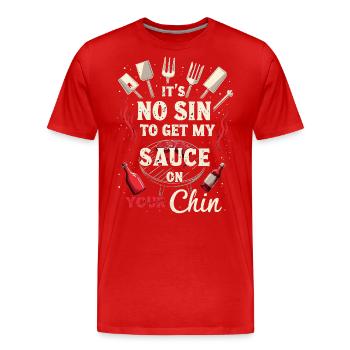 Funny BBQ Men Women Grilling Meat Smoking Barbecue - Men's Premium Organic T-Shirt - red - Front - Damien (186cm)