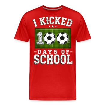 I Kicked 100 Days Of School Soccer 100th Day Boys - T-shirt bio Premium Homme - rouge - Devant - Damien (186cm)