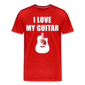 T-shirt Acoustic Guitar - I love my guitar - T-shirt bio Premium Homme - rouge - Devant - Damien (186cm)