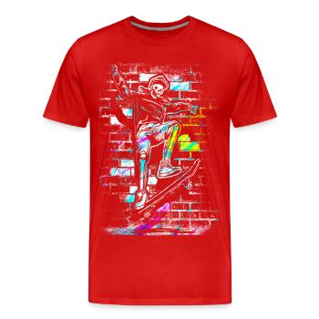 Skate - Skateboard - Crâne de Skater - T-shirt bio Premium Homme - rouge - Devant - Damien (186cm)