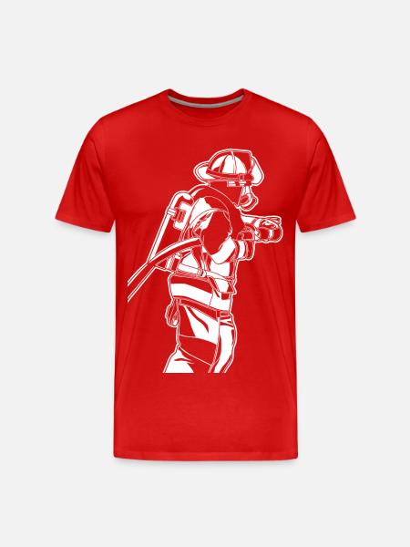 Firefighter Sketch - Men's Premium Organic T-Shirt - red