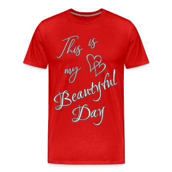 MEIN TAG - Männer Premium Bio T-Shirt - Rot - Vorne - Damien (186cm)