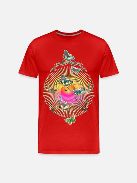 Butterflies Flourishes Tendrils Sun Pattern - Men's Premium Organic T-Shirt - red