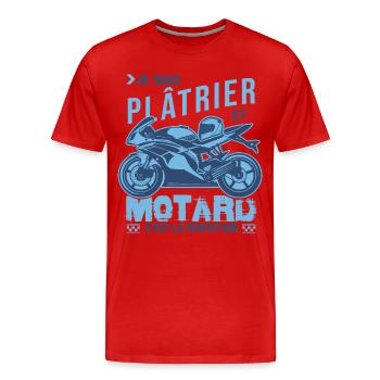 motard parfait plâtrier parfait - T-shirt bio Premium Homme - rouge - Devant - Damien (186cm)