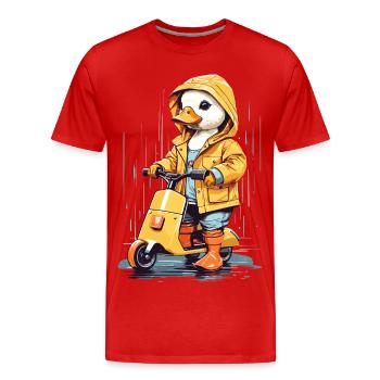 Canard mignon avec rouleau - T-shirt bio Premium Homme - rouge - Devant - Damien (186cm)