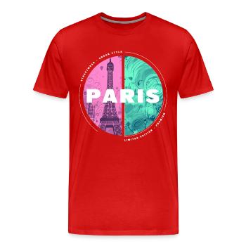 Paris Skyline Eiffel Tower France City Circle - Men's Premium Organic T-Shirt - red - Front - Damien (186cm)